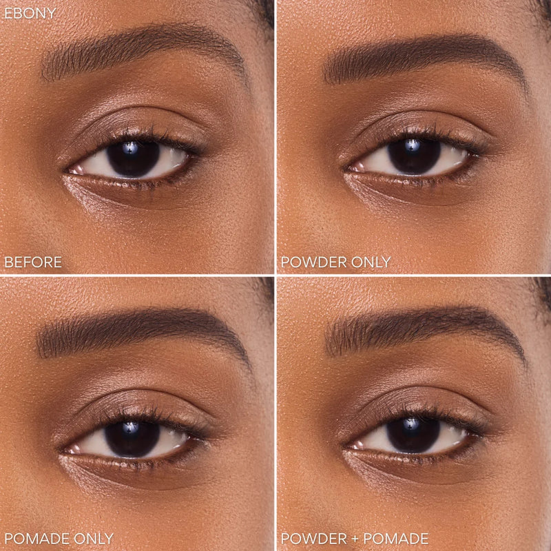 Beauty Creations Duet Brow Powder & Pomade Ebony, dubbelzijdig wenkbrauwproduct met poeder en pomade