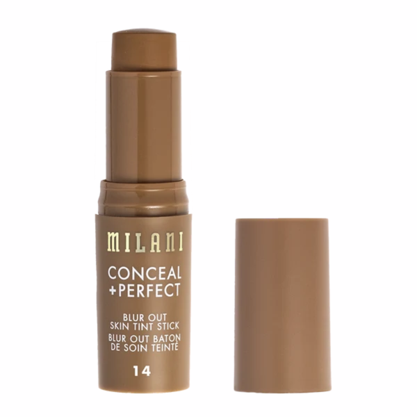 Milani Conceal + Perfect Blur Out Skin Tint 14 Tan Golden Olive, romige foundation stick