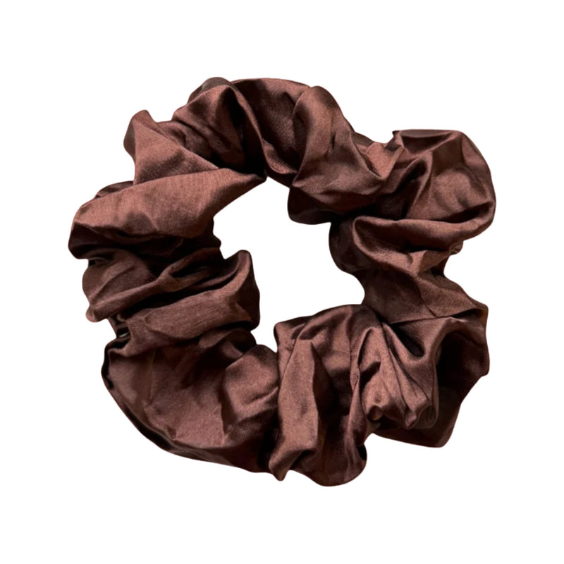African Fabs Deluxe Satin Scrunchie Brown 1
