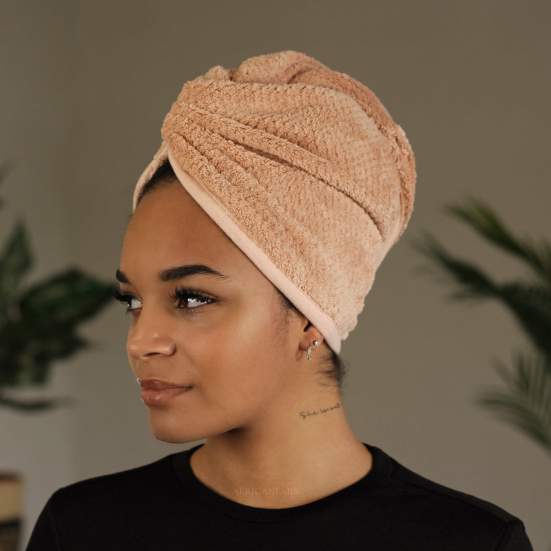 African Fabs Microfiber Hair Towel Misty Rose 3