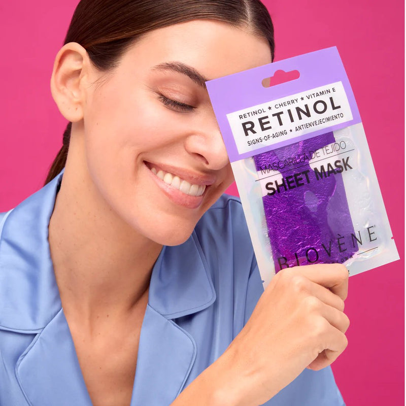 Biovene Retinol Signs Of Aging Glam Sheet Mask With Cherry And Vitamin E