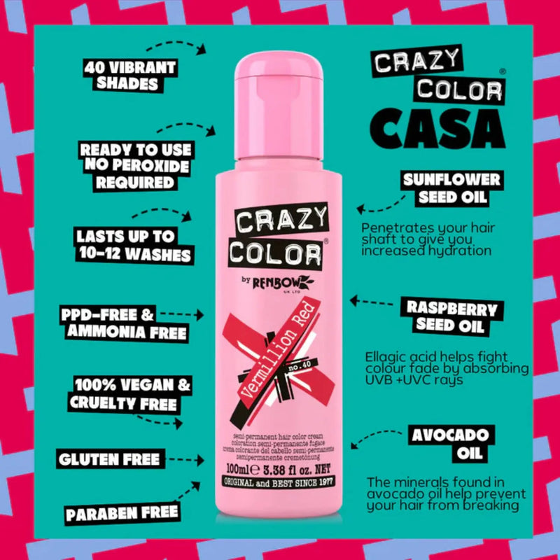 Crazy Color 40 Vermillion Red