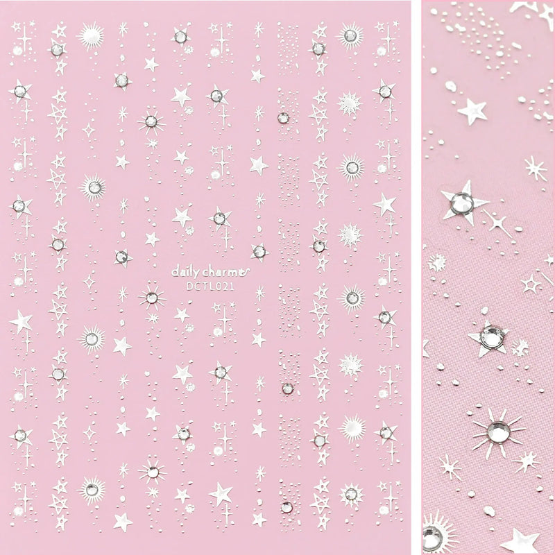 Daily Charme Bejeweled Nail Art Sticker Starstruck Silver