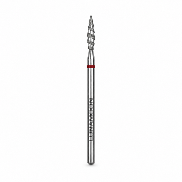 Lunamoon Diamond Milling Cutter Tornado Flame Red 2,1 mm, diamantfreesbitje voor manicure