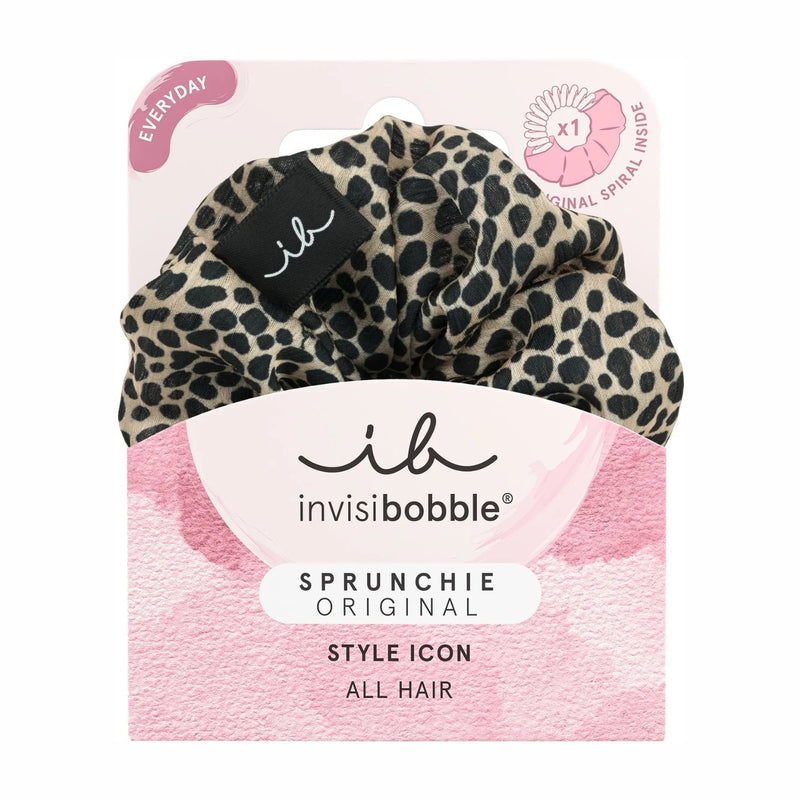 Invisibobble Sprunchie Concrete Jungle, scrunchie met luipaardprint en invisibobble spiraal