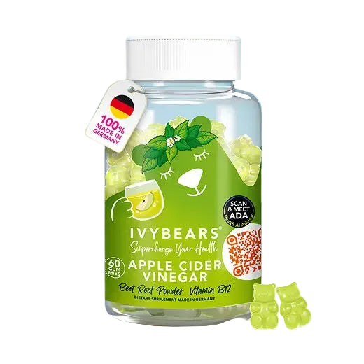 Ivy Bears Apple Cider Vinegar, appelciderazijn gummies met granaatappelsap en rode biet.
