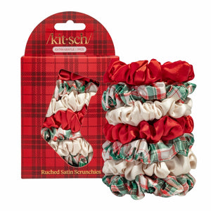 Holiday Ruched Satin Scrunchies 7pc Set