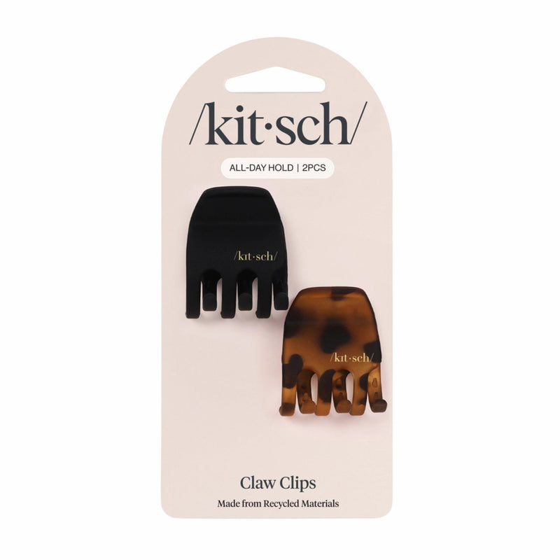 Kitsch Medium Claw Clips 2pc Set Black & Tort, set van twee haarclips
