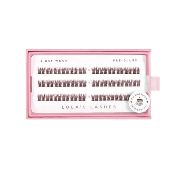 Lola's Lashes Pre-glued Lashes Dark Cocoa 8mm, voorgelijmde wimperclusters voor een natuurlijke look