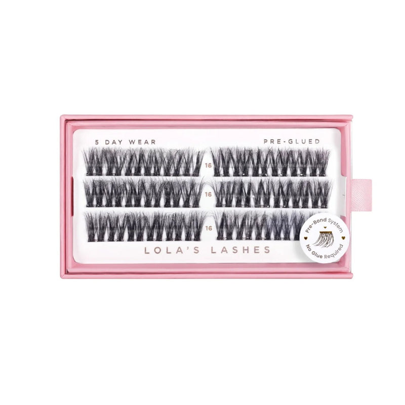 Lola's Lashes Pre-glued Lashes Feathered Volume 16mm, voorgelijmde wimperclusters voor extra volume