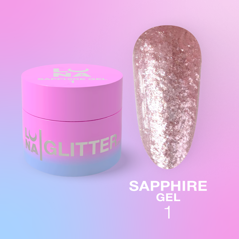 Lunamoon Sapphire Gel Nr1, glitterrijke gellak voor nail art designs