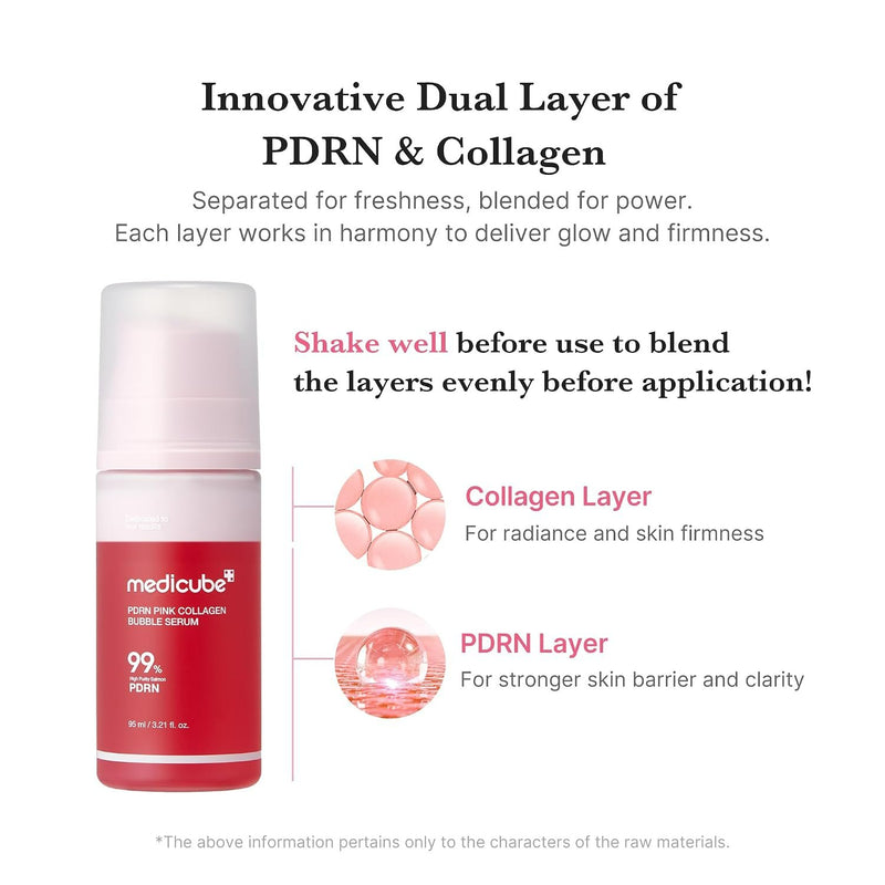 Medicube Pdrn Pink Collagen Bubble Serum, een hydraterend en versterkend gezichtsserum.
