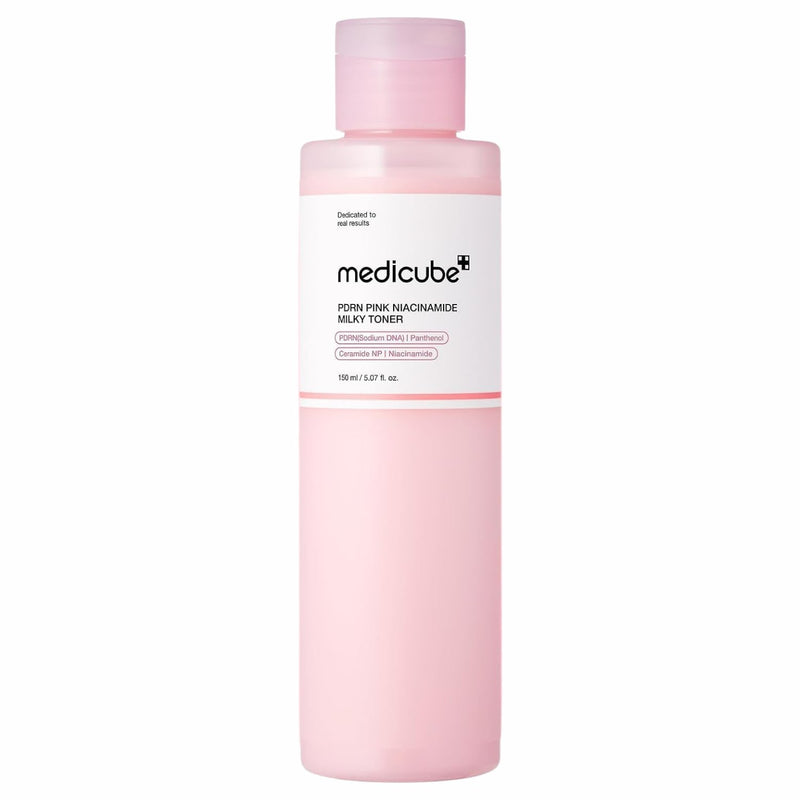 Medicube Pdrn Pink Niacinamide Milky Toner, een verjongende en hydraterende milky toner.