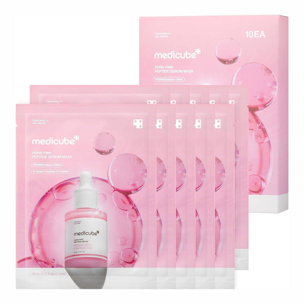 Medicube PDRN PINK Peptide Serum MASK 10-Pack, hydraterend sheet mask met peptiden