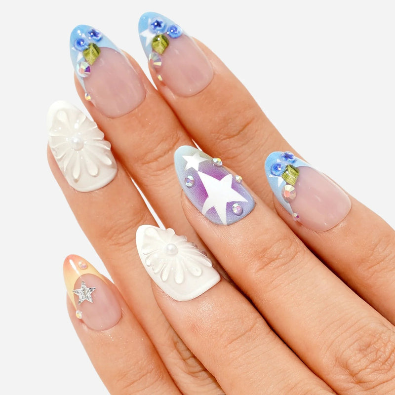 Never Have I Ever Press-on Nails Katseye Hootie Frutti, kleurrijke nepnagels met fruitig design., foto 3 van 5