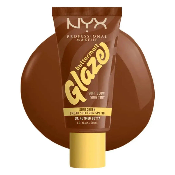 NYX Professional Makeup Buttermelt Glaze Soft Glow Skin Tint SPF 30 Nutmeg Butta, vloeibare foundation