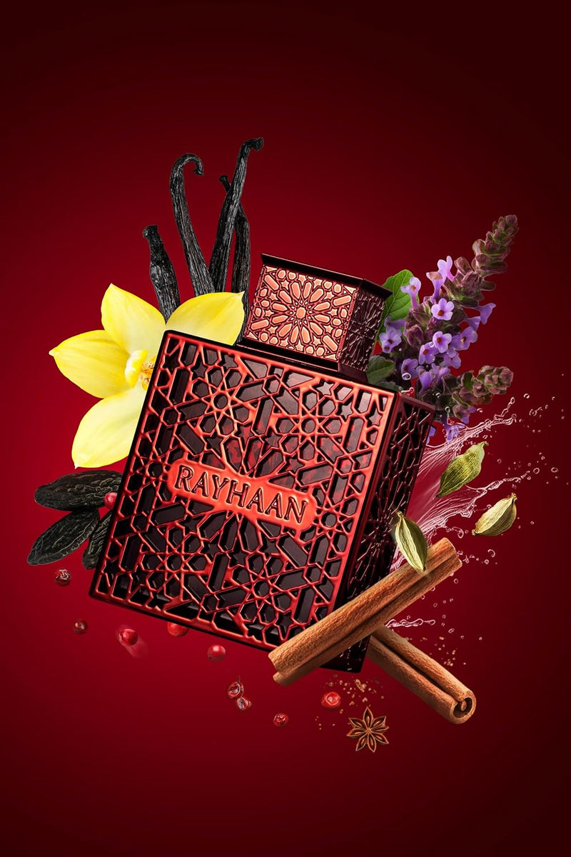 Rayhaan Crimson Eau de Parfum, oriëntaalse vanille geur voor heren, foto 6 van 8