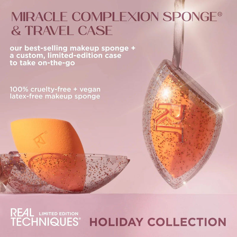 Real Techniques Miracle Complexion Sponge Ornament, make-up spons met reisetui