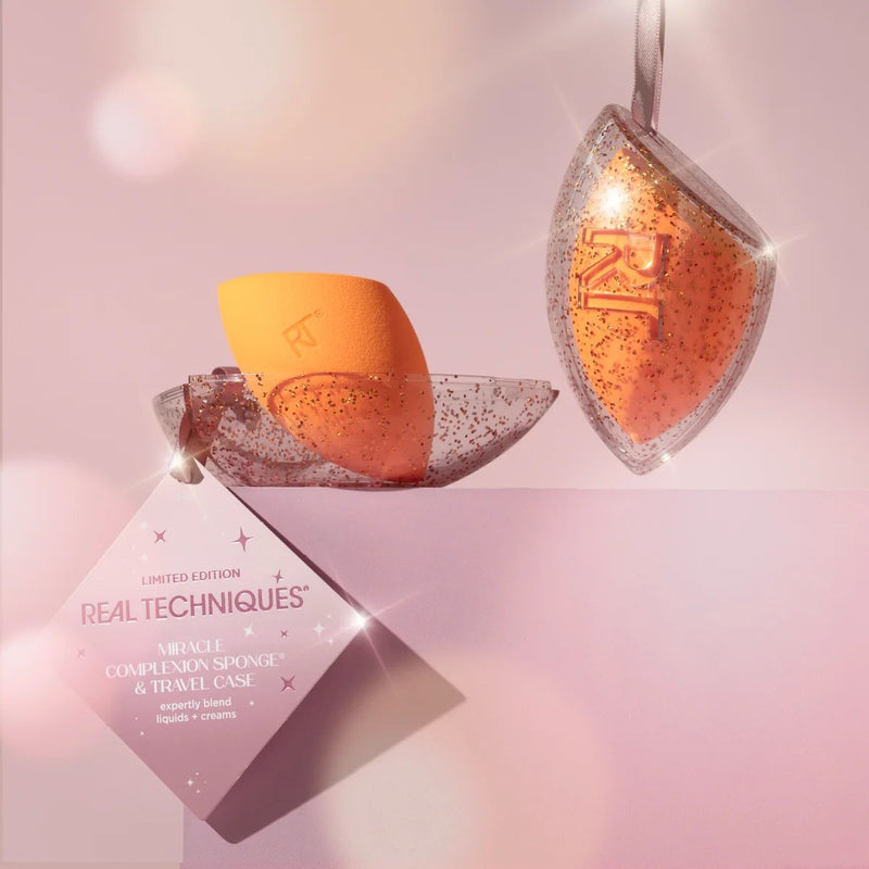 Real Techniques Miracle Complexion Sponge Ornament, make-up spons met reisetui
