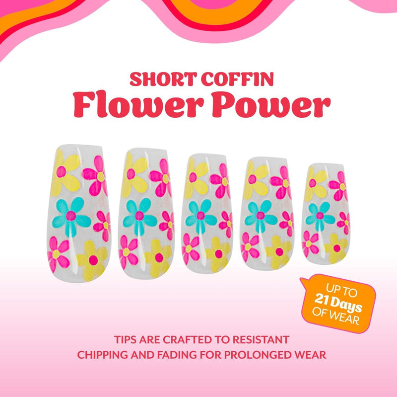 Red Carpet Manicure Gel-On Designed Tips Flower Power
