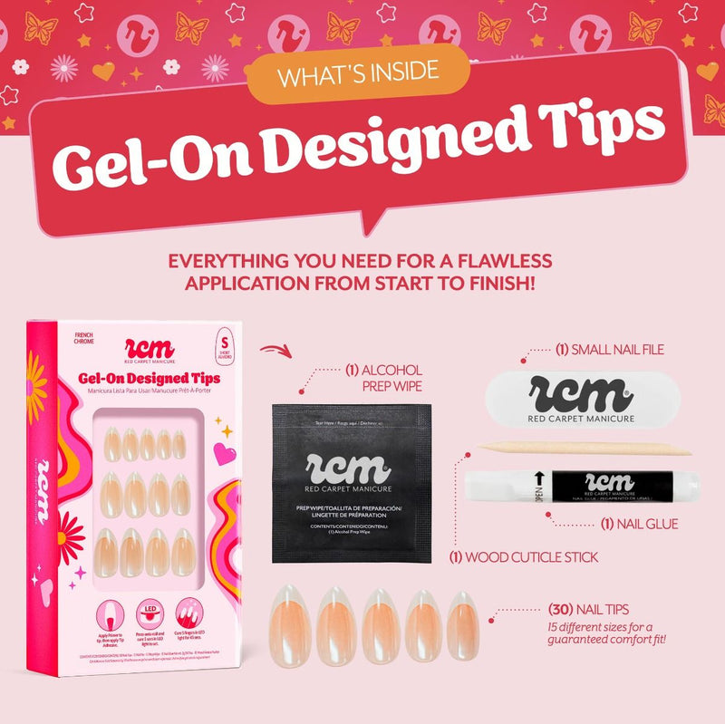 Red Carpet Manicure Gel-On Designed Tips French Chrome
