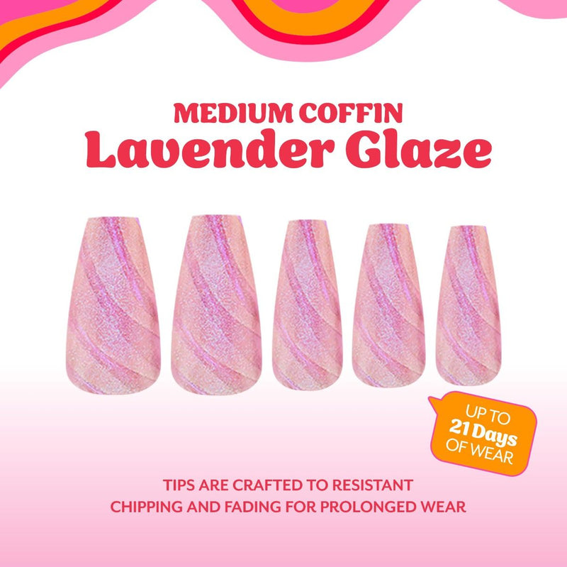 Red Carpet Manicure Gel-On Designed Tips Lavender Glaze