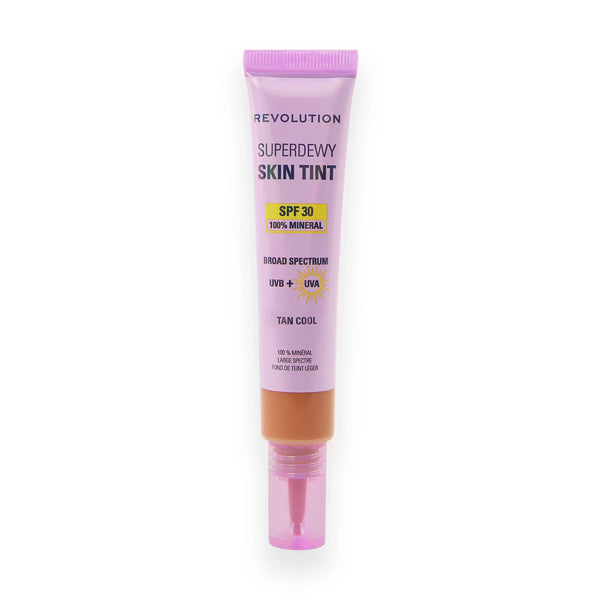 Revolution Superdewy SPF30 Skin Tint Tan Cool, een minerale skin tint met SPF30