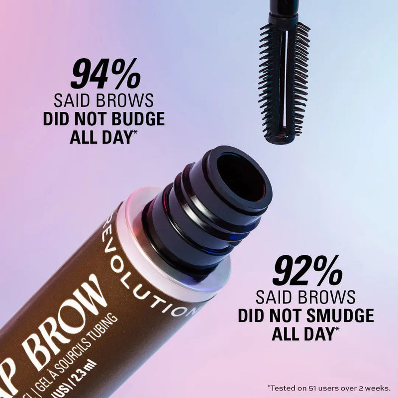 Revolution Wrap Brow Cool Medium Brown, wenkbrauwgel voor vorm, fixatie en kleur.