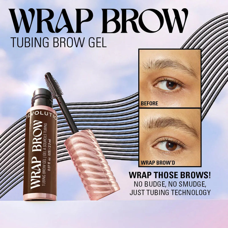 Revolution Wrap Brow Warm Medium Brown, tubing brow gel voor wenkbrauwen