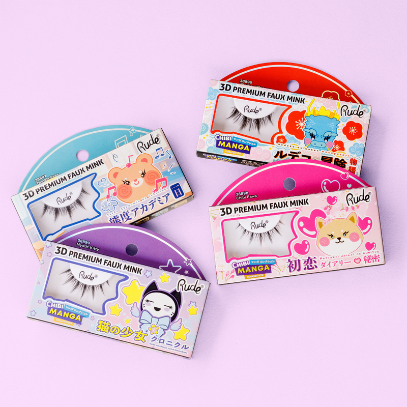 Rude Cosmetics Chibi Manga Collection 3D Faux Mink Lashes Chibi Paws, faux mink plakwimpers, foto 3 van 5