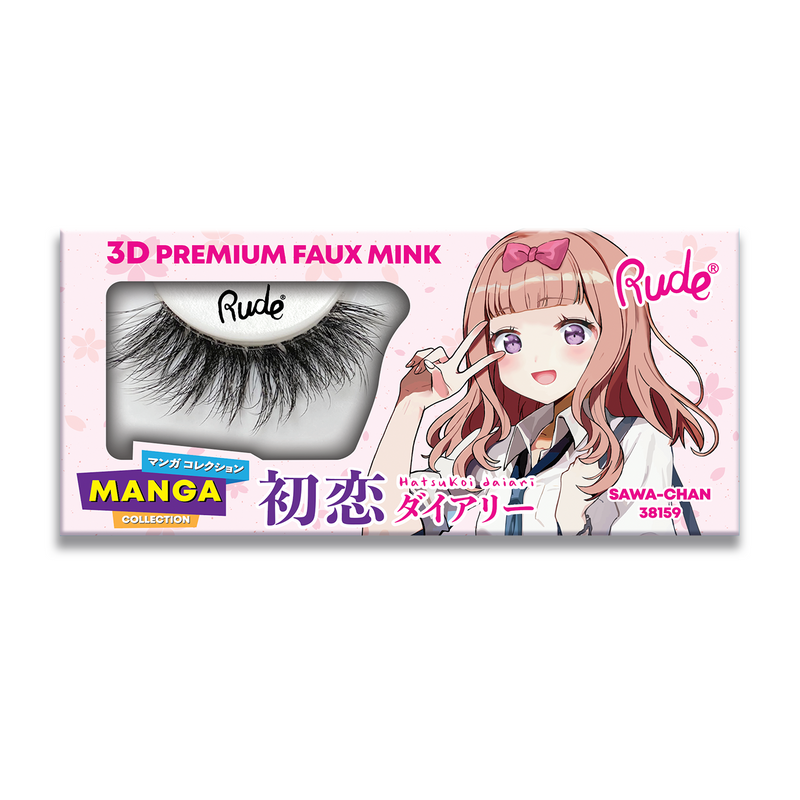 Rude Cosmetics Manga Collection 3D Faux Mink Lashes Sawa Chan voor dramatisch volume en lengte