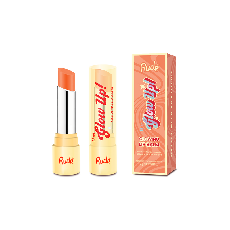 Rude Cosmetics The Glow Up! Glowing Lip Balm Sunny Glaze, hydraterende lippenbalsem met gepersonaliseerde kleur