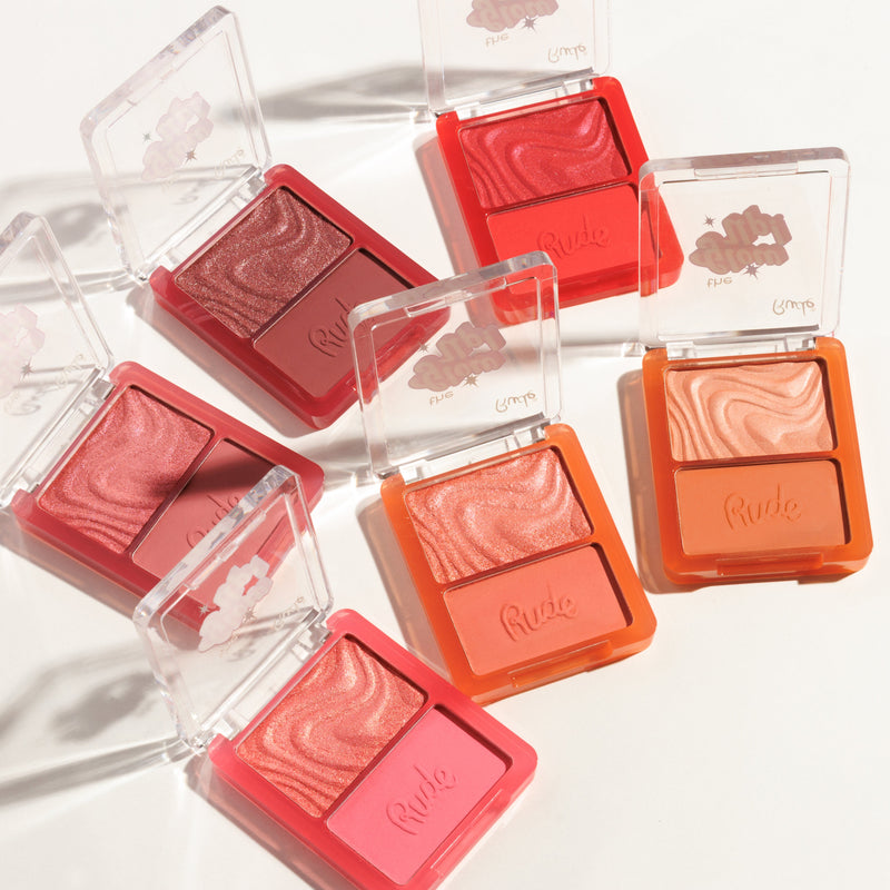 Rude Cosmetics The Glow Up! Matte & Shimmer Blush Duo Coral Gleam, 2-in-1 blush met matte en shimmer finish, foto 9 van 9