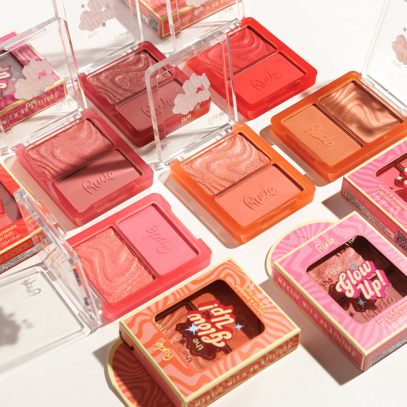 Rude Cosmetics The Glow Up! Matte & Shimmer Blush Duo Midnight Mauve, blush duo met matte en shimmer finish, foto 9 van 9