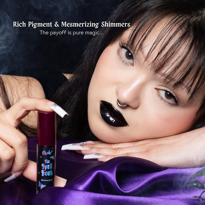Rude Cosmetics The Spell Book Collection Shimmer Lip Oil Flareborn, shimmering lipolie, foto 5 van 7