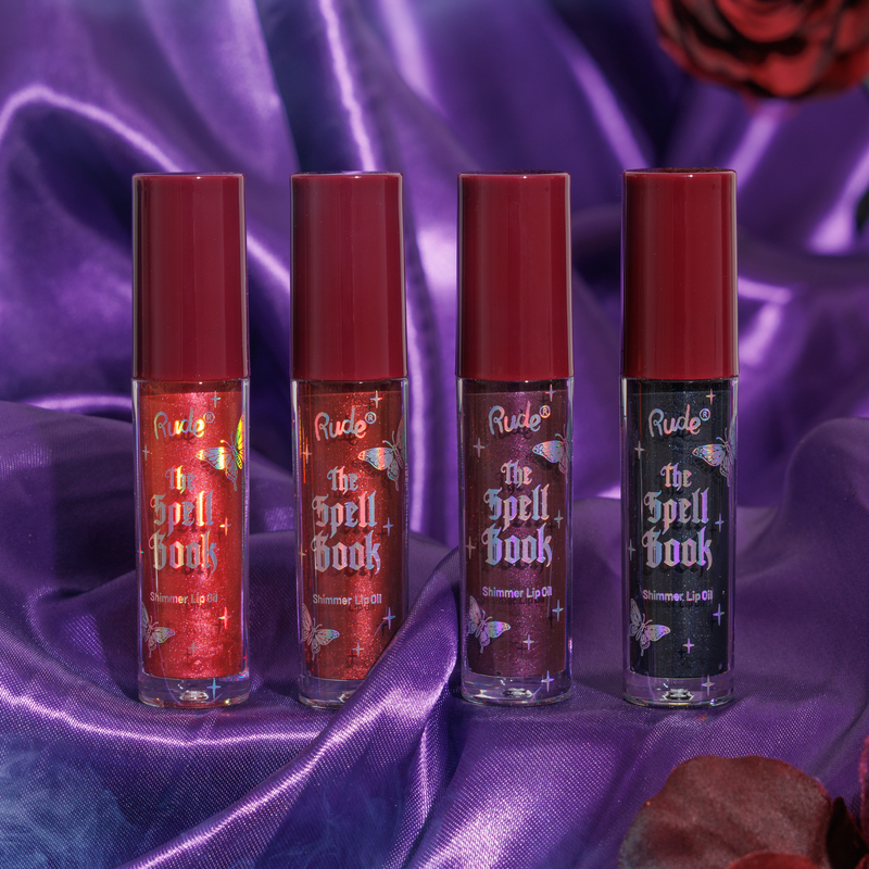 Rude Cosmetics The Spell Book Collection Shimmer Lip Oil Shadowbloom, glanzende lipolie met shimmer, foto 4 van 7