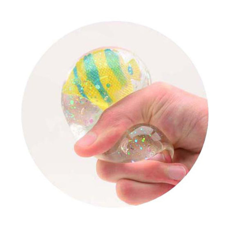 Squishy Glitter Cube with Fish Squishy, zachte kubus met glitter en visje