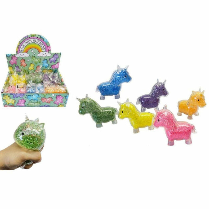 Squishy Mystery Glitter Filled Unicorn Squishy, knijpspeeltje in de vorm van een eenhoorn gevuld met glitter.