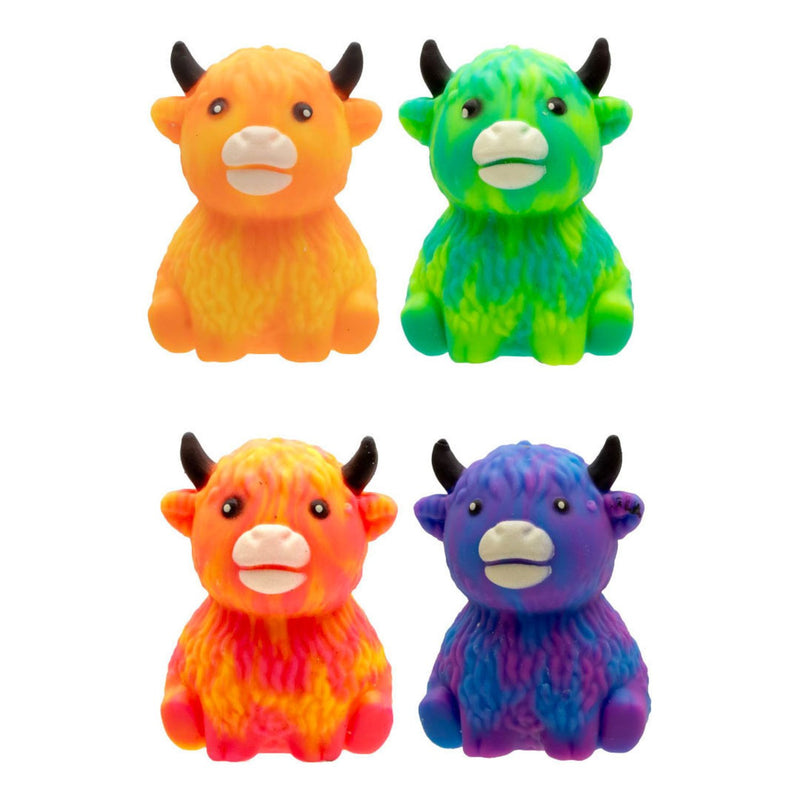 Squishy Mystery Multi Color Highland Cow Squishy, zachte stressbal