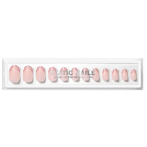 Reusable Pop-On Manicure Rose Gold Double French Round