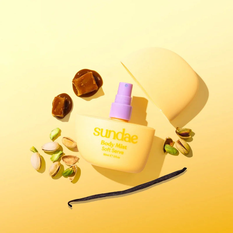 Sundae Body Mist Soft Serve, body mist met geur van karamel, pistache en vanille