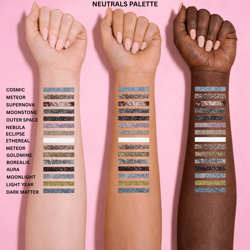 Vani Cosmetics Neutrals Glitter Palette, oogschaduwpalette met 18 neutrale glitterkleuren, foto 2 van 8