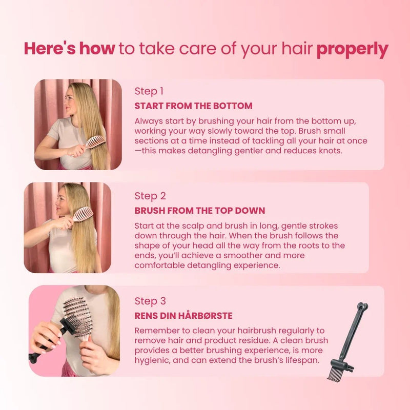 Yuaia Haircare Curvy Brush with Boar Bristles Shiny Pink, haarborstel met varkensharen, foto 5 van 7