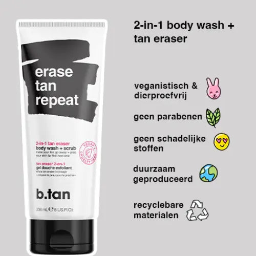 B.tan Erase Tan Repeat 2 in 1 Tan Eraser Body Wash + Scrub