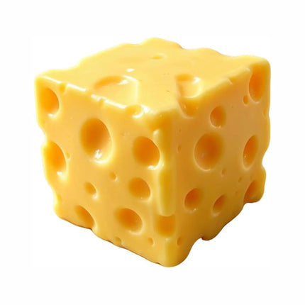 Cheese Tpr Squishy, geel kaasblokje van rekbaar TPR uit de cheese squishies van Boozyshop