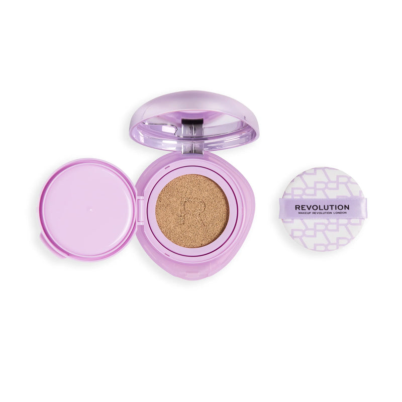 Revolution Superdewy Cushion Foundation Light Cool, foundation met dewy finish en opbouwbare dekking