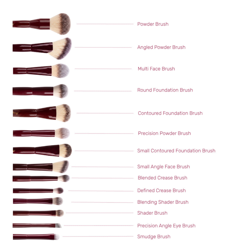 Boozyshop Flawless Brush Set met de naam van elke kwast