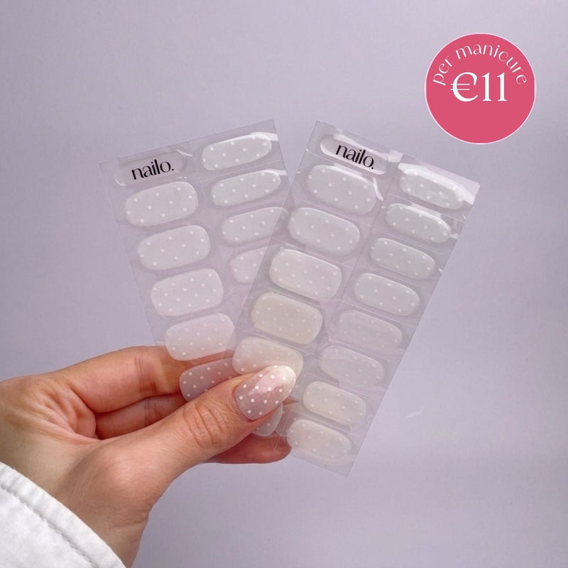 Nailo gellak stickers Dot Dot White, nude met witte stipjes