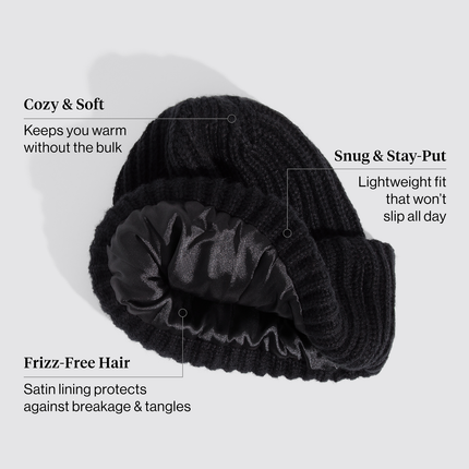 Glazey™ Satin Lined Beanie Black