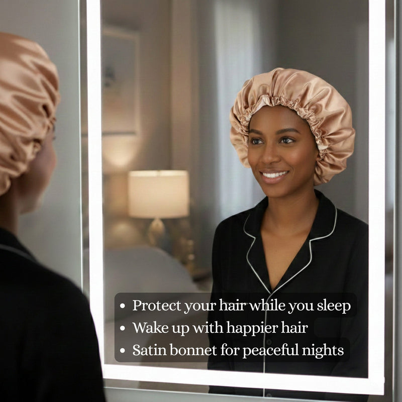 African Fabs Blue Satin Hair Bonnet Reversable 5